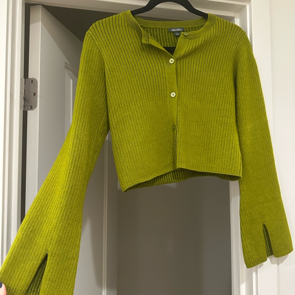 Wild Fable Chartreuse Ribbed Cardigan